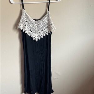 Black Dress with White Lace Detail 5/$85